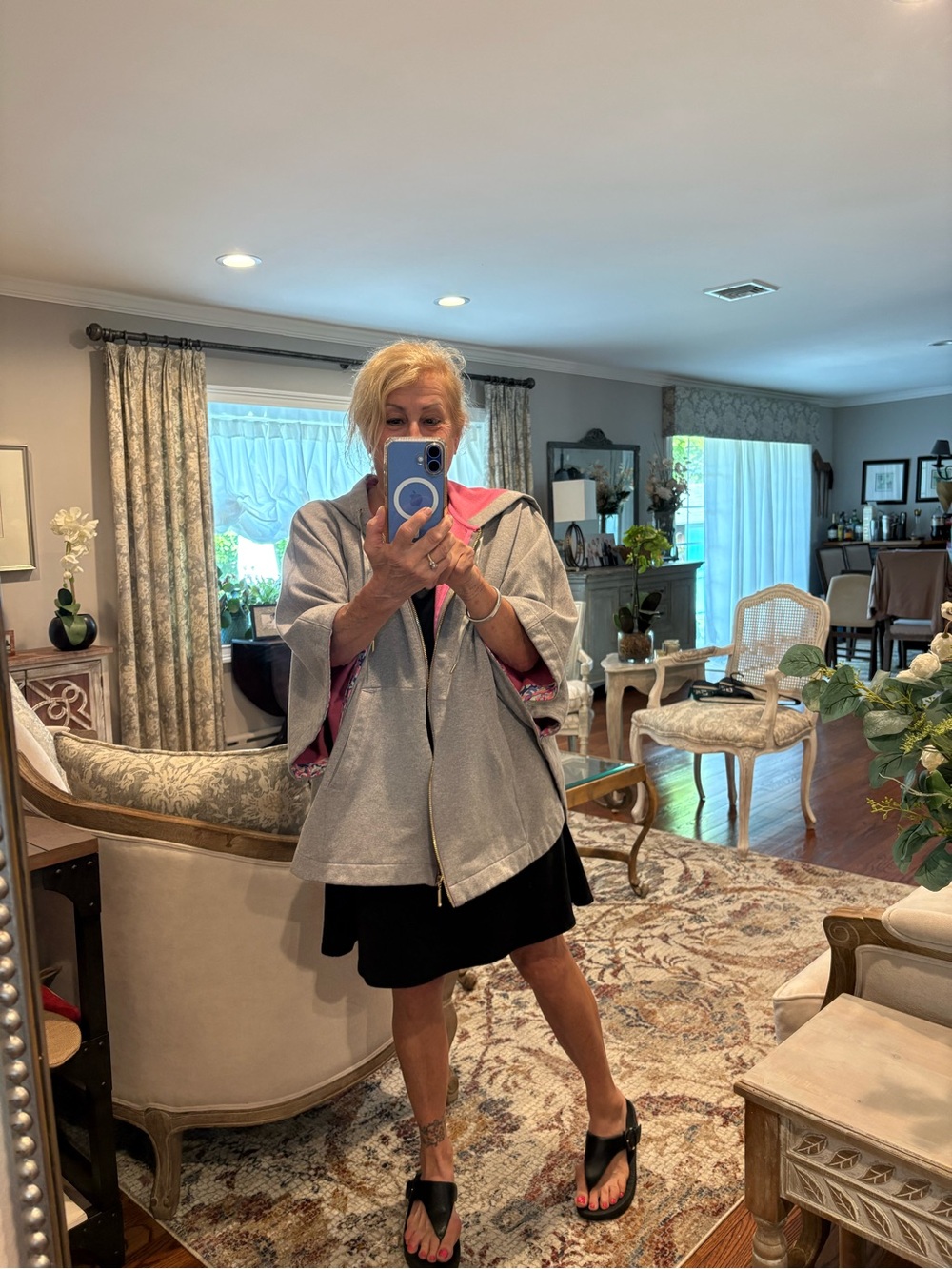 Lilly Pulitzer Silver Cape Jacket with Pink Lining